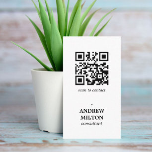 Minimalistischer, Schwarz-weißer QR-Codeberater Visitenkarte