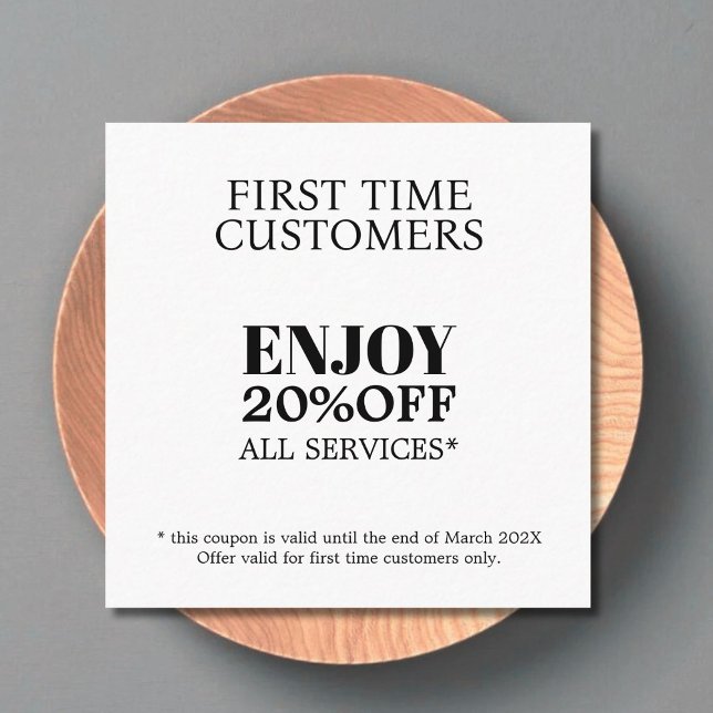 Minimalistischer Schwarz-weißer Salon zum ersten M Rabattkarte (Von Creator hochgeladen)