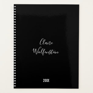 Minimalistischer Schwarz-weißer Script-Geschäftspl Planer