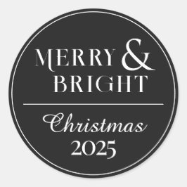 Minimalistischer Schwarz-weißer Weihnachtssticker Runder Aufkleber
