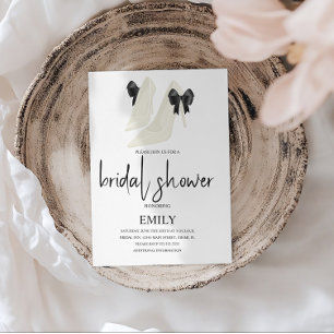 Minimalistischer schwarzer Hochzeitsabsatz Brautsc Einladung