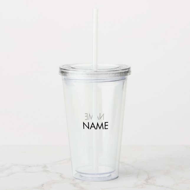 Minimalistischer Schwarzer individuelle Name Acryltrinkbecher (Vorderseite)