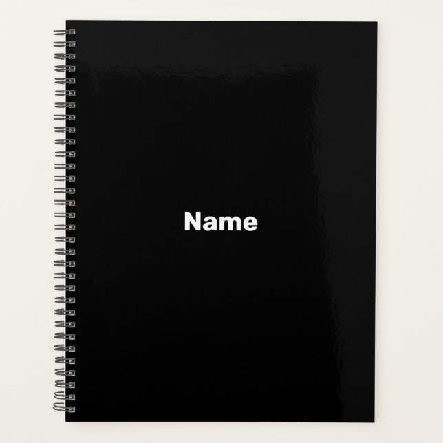 Minimalistischer Schwarzer individuelle Name Text  Planer (Vorderseite)
