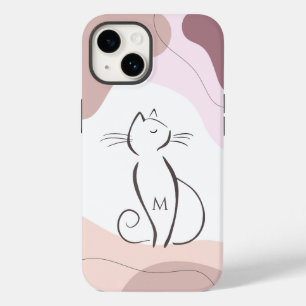 Minimalistischer schwarzer Katzen-Boho-Organische- Case-Mate iPhone 14 Hülle