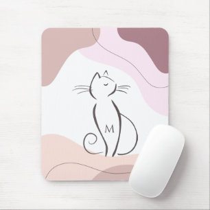 Minimalistischer schwarzer Katzenboho Bio Formen M Mousepad