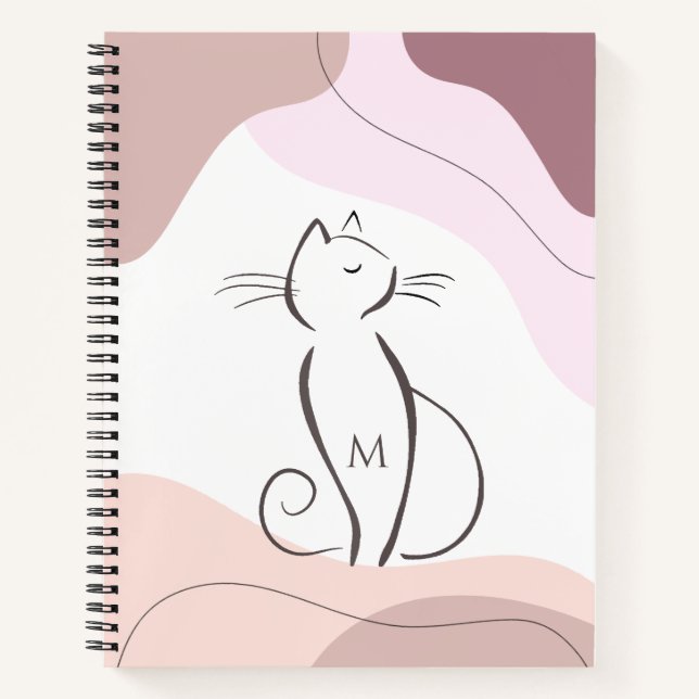 Minimalistischer schwarzer Katzenboho Bio Formen M Notizbuch (Vorderseite)