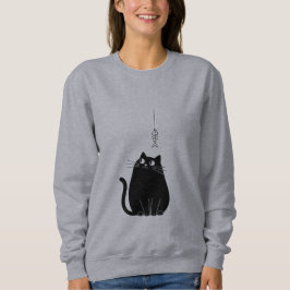 Minimalistischer schwarzer Katzenschwitzer für Fra Sweatshirt