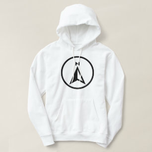 Minimalistischer Schwarzer Kompass-Nord-Pfeil Hoodie