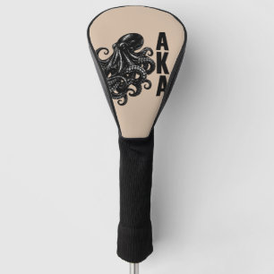 Minimalistischer schwarzer Oktopus AKA Golfkopfsch Golf Headcover
