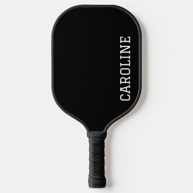 Minimalistischer schwarzer personalisierter Name Pickleball Schläger (Vorderseite)