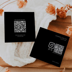 Minimalistischer schwarzer QR-Code für Haarstylist Quadratische Visitenkarte