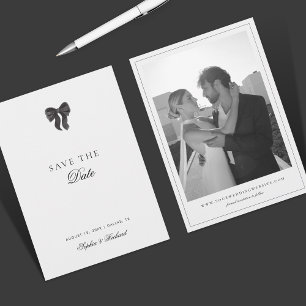 Minimalistischer schwarzer Schleifenbogen Hochzeit Save The Date