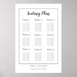Minimalistischer schwarzer Schriftzug/Rand Sitzpla Poster