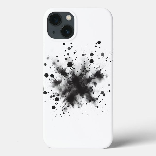 Minimalistischer schwarzer Tintensplash-Handyhülle Case-Mate iPhone Hülle (Rückseite)