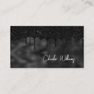 Minimalistischer schwarzer tropfender Glitter-QR-C Visitenkarte