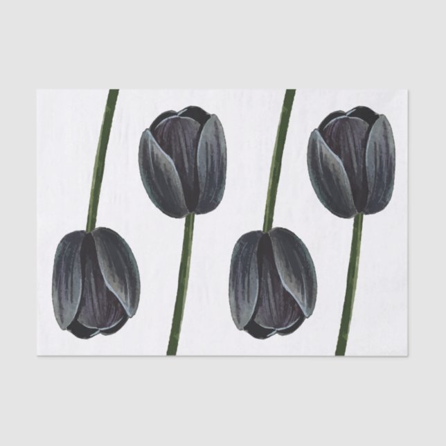Minimalistischer Schwarzer Tulip Seidenpapier (Vorderseite)