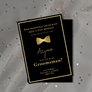 Minimalistischer schwarzer und goldener Smoking Lu Einladung
