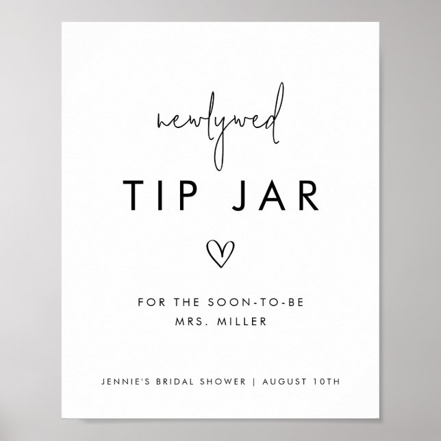 Minimalistischer, schwarzer und weißer Tipp Jar Poster (Vorne)