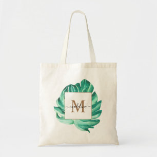 Minimalistischer Schweizer Käse-Blatt-Monogramm-Sc Tragetasche