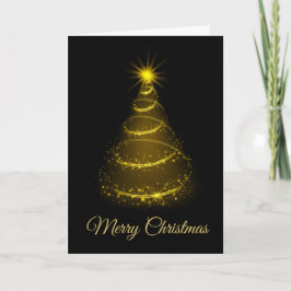 Minimalistischer Script Black & Gold Weihnachtsbau Karte