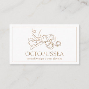 Minimalistischer Seeoktopus aus brauner Linie Visitenkarte
