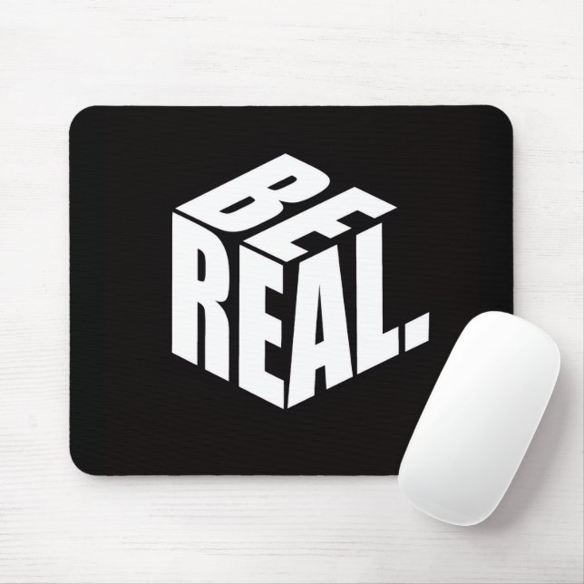 Minimalistischer „SEI ECHT.“ Würfel-Typografie-Mau Mousepad (Mit Mouse)