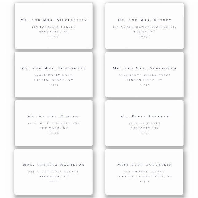 Minimalistischer Serientext 8 Hochzeitadressmarkie Aufkleber (Vorderseite)