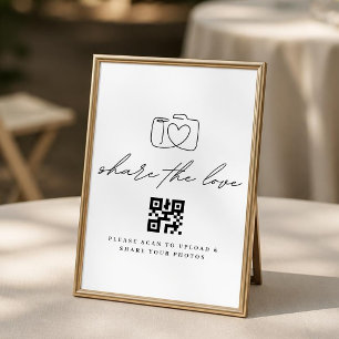 Minimalistischer Share the Love QR-Code-Foto-Uploa Poster