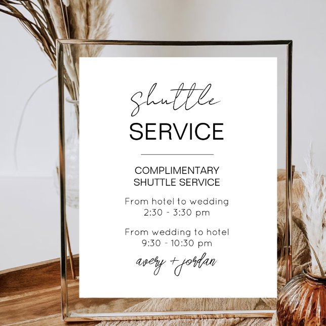 Minimalistischer Shuttleservice Moderne Hochzeitsf Poster (Von Creator hochgeladen)