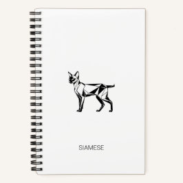 Minimalistischer Siam-Katzen-Geometrie-Hardcover-N Notizbuch