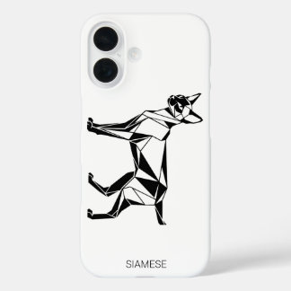 Minimalistischer Siamkatze-Geometrie-iPhone / Sams iPhone 16 Hülle