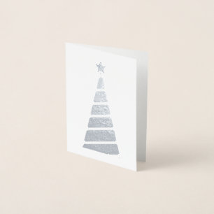 Minimalistischer Silberbaum Folienkarte
