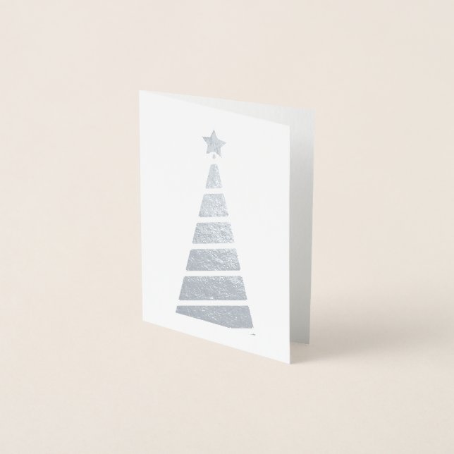 Minimalistischer Silberbaum Folienkarte (Vorderseite)