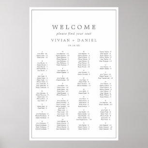 Minimalistischer silberner Tipografie-Sitzplan Poster
