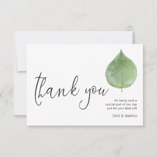 Minimalistischer Single Eucalyptus Leaf Script Fot Dankeskarte