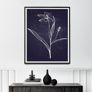 Minimalistischer Single-Linie Zeichnend Blume Poster