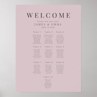 Minimalistischer Sitzplan(10) Duster Rosa Poster