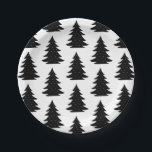 Minimalistischer skandinavischer Volksschwarzer We Pappteller<br><div class="desc">Minimalistische europäische Folktale skandinavischen schwarzen Weihnachtsbaum Muster-Design,  skandinavische yuletide Weihnachten skandinavische illustrierte Muster. Skandinavisches Weihnachtspapier.</div>