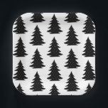 Minimalistischer skandinavischer Volksschwarzer We Pappteller<br><div class="desc">Minimalistische europäische Folktale skandinavischen schwarzen Weihnachtsbaum Muster-Design,  skandinavische yuletide Weihnachten skandinavische illustrierte Muster. Skandinavisches Weihnachtspapier.</div>