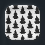 Minimalistischer skandinavischer Volksschwarzer We Pappteller<br><div class="desc">Minimalistische europäische Folktale skandinavischen schwarzen Weihnachtsbaum Muster-Design,  skandinavische yuletide Weihnachten skandinavische illustrierte Muster. Skandinavisches Weihnachtspapier.</div>
