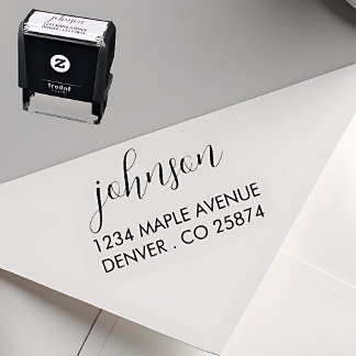 "Minimalistischer Skriptname und Adress-Selbstfärb Permastempel