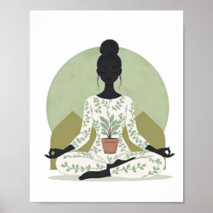 Minimalistischer Smaragd-Meditationsfrau-Poster Poster