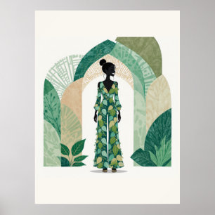 Minimalistischer Smaragdgrüner Frauen-Boho-Poster Poster