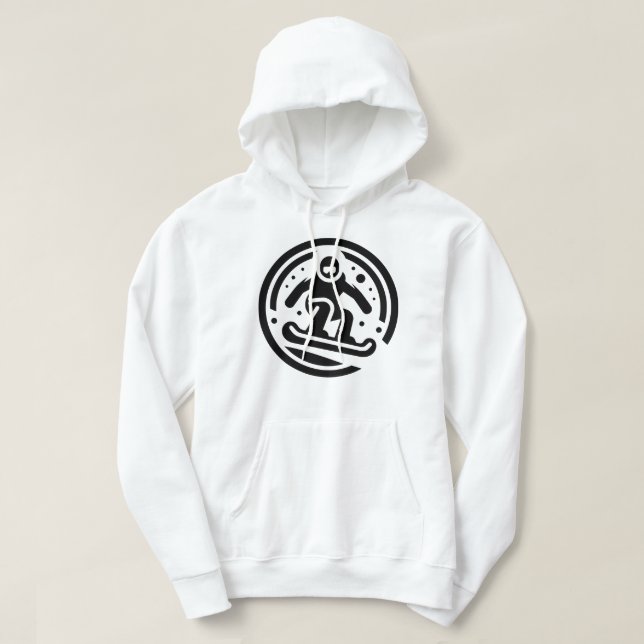 Minimalistischer Snowboarder Freestyle Jump Schwar Hoodie (Design vorne)