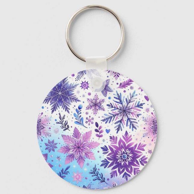 Minimalistischer Snowflake-Magnet Schlüsselanhänger (Vorderseite)