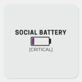 Minimalistischer Social-Battery-Low-Aufkleber Quadratischer Aufkleber