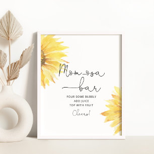 Minimalistischer Sonnenblumen-Baby-Shower-Momosa-B Poster