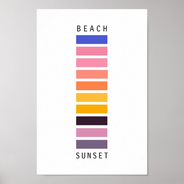 Minimalistischer Sonnenuntergang am Strand Poster (Vorne)