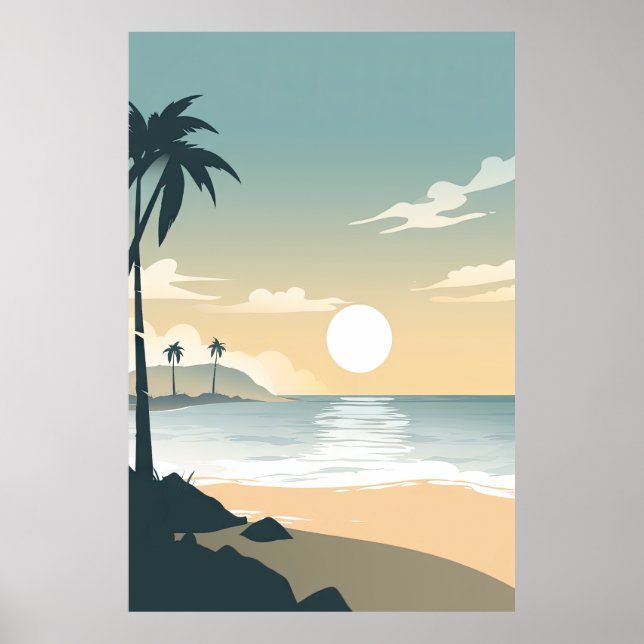 Minimalistischer Sonnenuntergang am Strand von Tro Poster (Vorne)