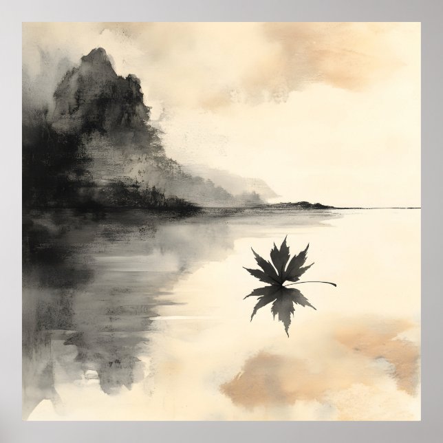 Minimalistischer Sonnenuntergang im Herbst ruhiger Poster (Vorne)